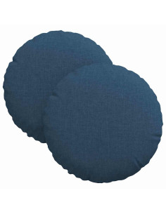 Cuscini per Seduta 2 pcs Blu Ø30 x 13 cm Tessuto 2