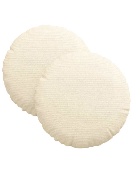 Cuscini per Seduta 2 pcs Crema Ø 30 cm Tessuto in Cords