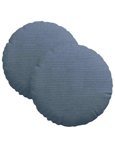 Cuscini per Seduta 2 pcs Blu Ø 30 cm Tessuto in Cords
