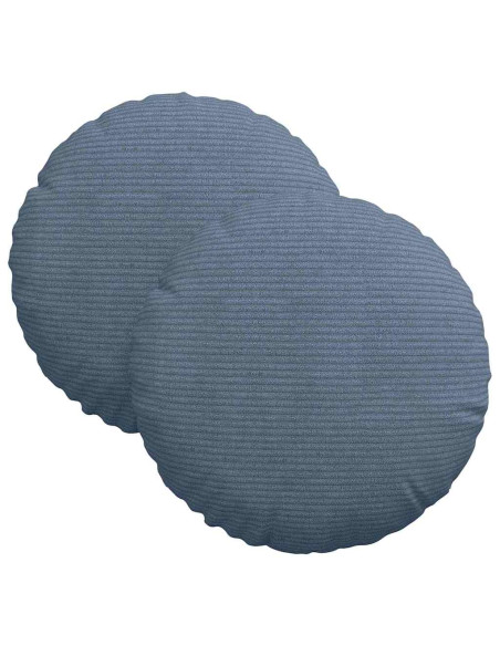 Cuscini per Seduta 2 pcs Blu Ø 30 cm Tessuto in Cords