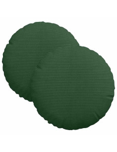Cuscini per Seduta 2 pcs Verde Scuro Ø 30 cm Tessuto in Cords 2