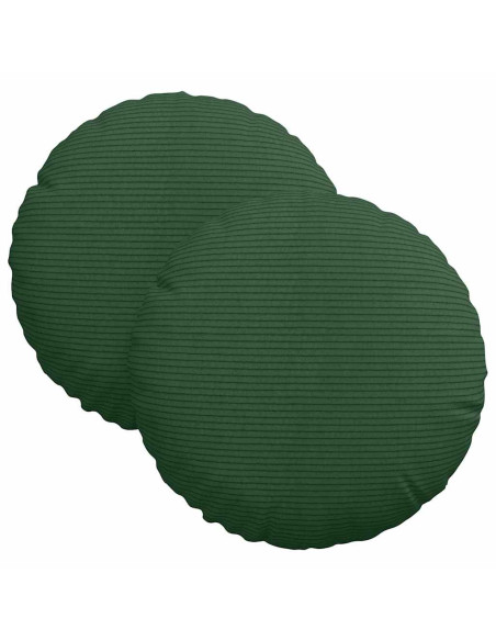 Cuscini per Seduta 2 pcs Verde Scuro Ø 30 cm Tessuto in Cords