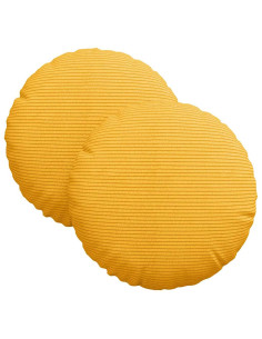 Cuscini per Seduta 2 pcs Giallo Chiaro Ø 30 cm Tessuto in Cords 2