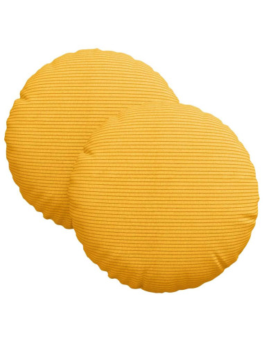 Cuscini per Seduta 2 pcs Giallo Chiaro Ø 30 cm Tessuto in Cords