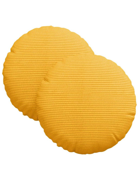 Cuscini per Seduta 2 pcs Giallo Chiaro Ø 30 cm Tessuto in Cords