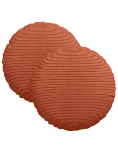 Cuscini per Seduta 2 pcs Rosso Arancio Ø 30 cm Tessuto in Cords 2