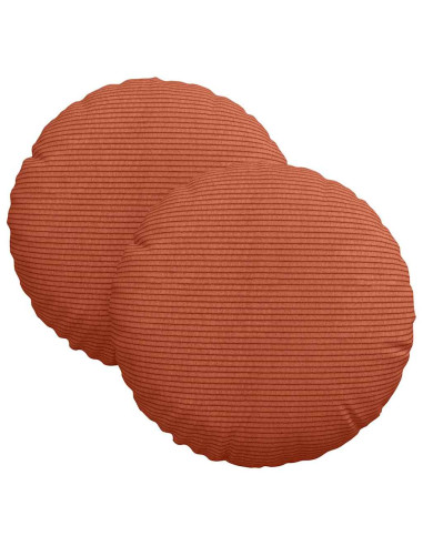 Cuscini per Seduta 2 pcs Rosso Arancio Ø 30 cm Tessuto in Cords
