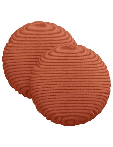 Cuscini per Seduta 2 pcs Rosso Arancio Ø 30 cm Tessuto in Cords