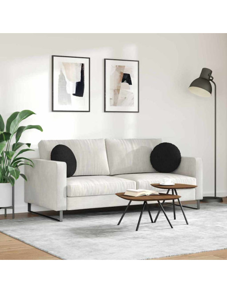 Cuscini per Seduta 2 pcs Nero Ø40 x 13 cm Tessuto