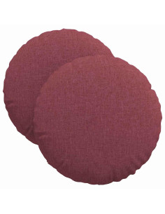 Cuscini per Seduta 2 pcs Rosso Vino Ø40 x 13 cm Tessuto 2