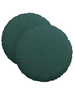 Cuscini per Seduta 2 pcs Verde Scuro Ø40 x 13 cm Tessuto 2