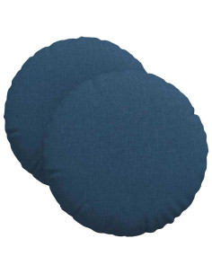Cuscini per Seduta 2 pcs Blu Ø40 x 13 cm Tessuto 2