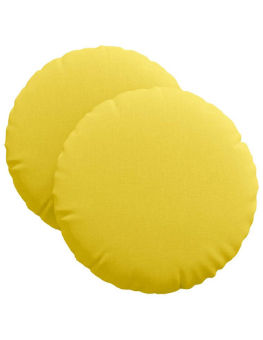 Cuscini per Seduta 2 pcs Giallo Chiaro Ø40 x 13 cm Tessuto