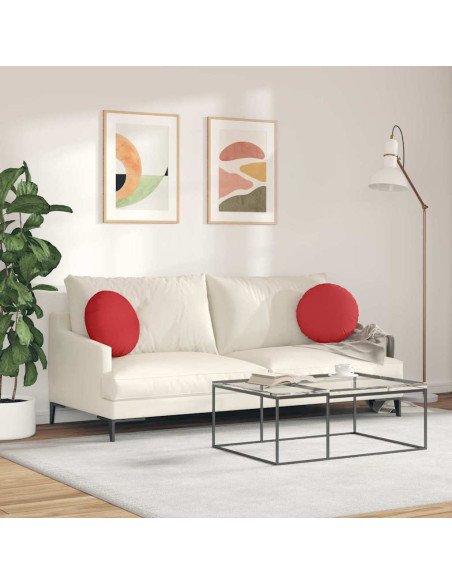 Cuscini per Seduta 2 pcs Rosso Ø40 x 13 cm Tessuto