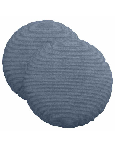 Cuscini per Seduta 2 pcs Blu Ø 40 cm Tessuto in Cords