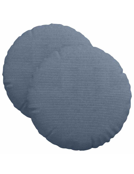 Cuscini per Seduta 2 pcs Blu Ø 40 cm Tessuto in Cords