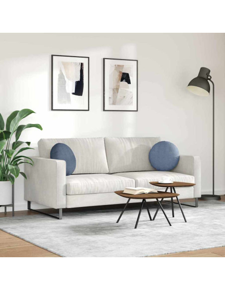 Cuscini per Seduta 2 pcs Blu Ø 40 cm Tessuto in Cords