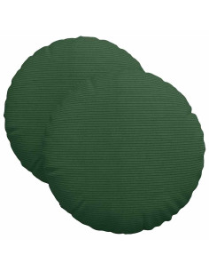 Cuscini per Seduta 2 pcs Verde Scuro Ø 40 cm Tessuto in Cords 2
