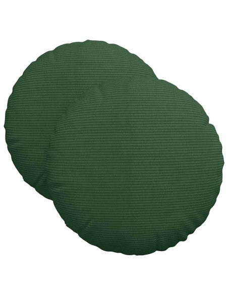 Cuscini per Seduta 2 pcs Verde Scuro Ø 40 cm Tessuto in Cords