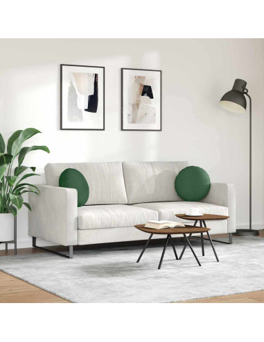 Cuscini per Seduta 2 pcs Verde Scuro Ø 40 cm Tessuto in Cords