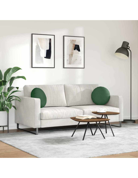 Cuscini per Seduta 2 pcs Verde Scuro Ø 40 cm Tessuto in Cords