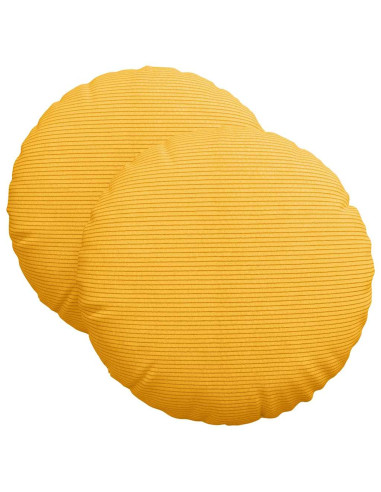 Cuscini per Seduta 2 pcs Giallo Chiaro Ø 40 cm Tessuto in Cords