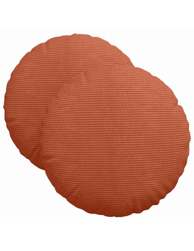 Cuscini per Seduta 2 pcs Rosso Arancio Ø 40 cm Tessuto in Cords