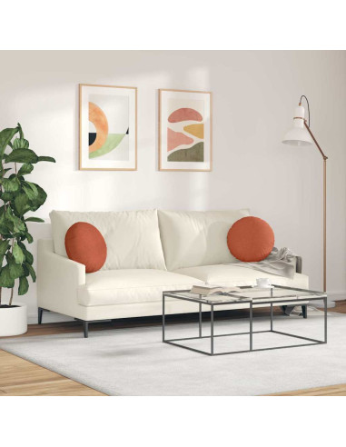 Cuscini per Seduta 2 pcs Rosso Arancio Ø 40 cm Tessuto in Cords