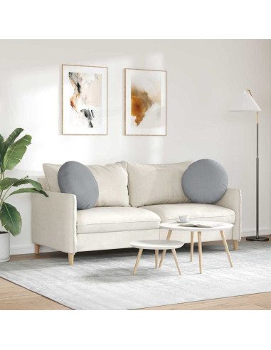 Cuscini per Seduta 2 pcs Grigio chiaro Ø50 x 19 cm Tessuto