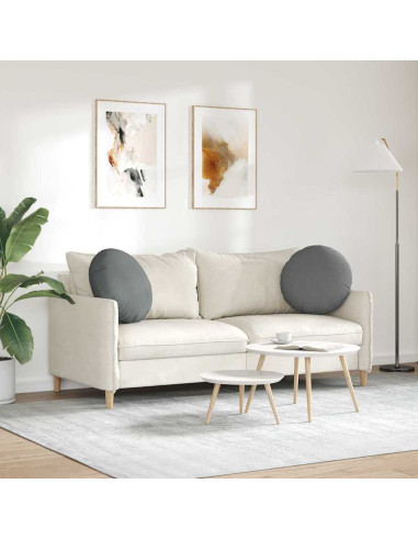 Cuscini per Seduta 2 pcs Grigio scuro Ø50 x 19 cm Tessuto