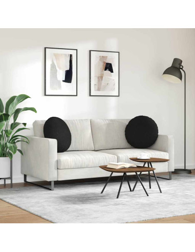 Cuscini per Seduta 2 pcs Nero Ø50 x 19 cm Tessuto