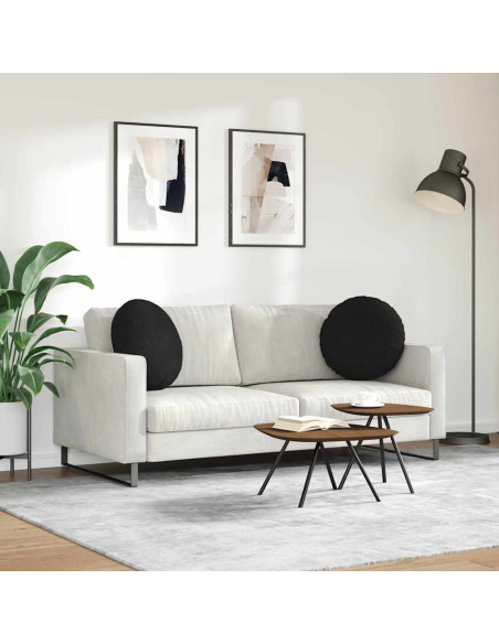 Cuscini per Seduta 2 pcs Nero Ø50 x 19 cm Tessuto