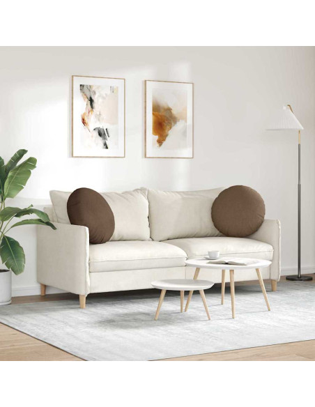 Cuscini per Seduta 2 pcs Marrone Ø50 x 19 cm Tessuto