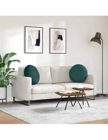 Cuscini per Seduta 2 pcs Verde Scuro Ø50 x 19 cm Tessuto