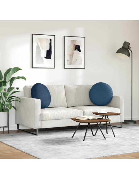 Cuscini per Seduta 2 pcs Blu Ø50 x 19 cm Tessuto