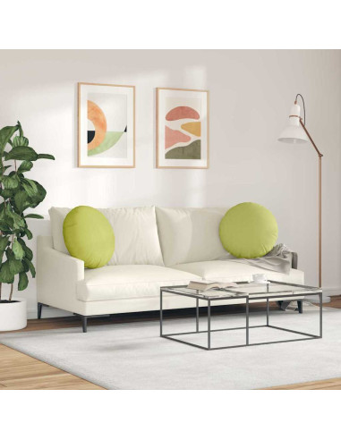 Cuscini per Seduta 2 pcs Verde chiaro Ø50 x 19 cm Tessuto