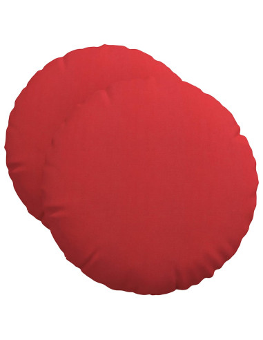 Cuscini per Seduta 2 pcs Rosso Ø50 x 19 cm Tessuto