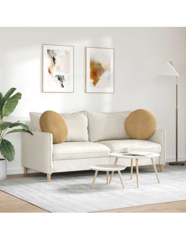 Cuscini per Seduta 2 pcs Marrone Ø50 x 19 cm Velluto