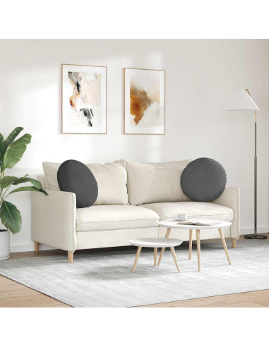 Cuscini per Seduta 2 pcs Grigio scuro Ø 50 cm Tessuto in Cords