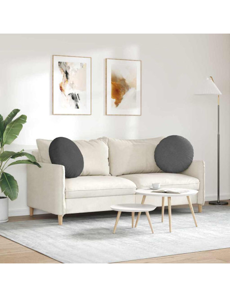 Cuscini per Seduta 2 pcs Grigio scuro Ø 50 cm Tessuto in Cords