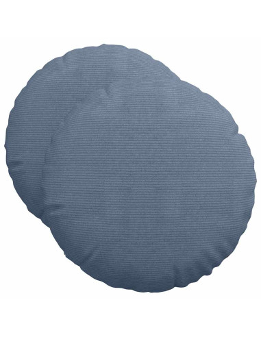 Cuscini per Seduta 2 pcs Blu Ø 50 cm Tessuto in Cords