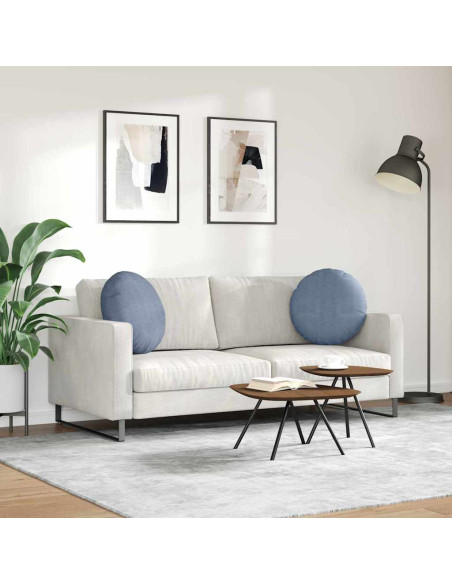 Cuscini per Seduta 2 pcs Blu Ø 50 cm Tessuto in Cords