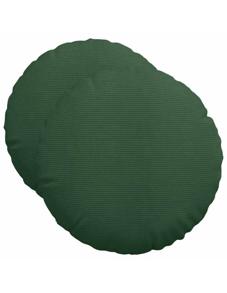 Cuscini per Seduta 2 pcs Verde Scuro Ø 50 cm Tessuto in Cords
