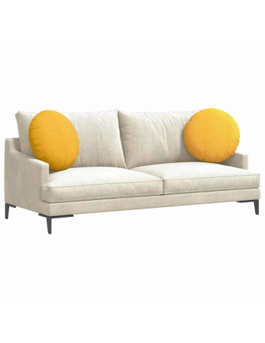 Cuscini per Seduta 2 pcs Giallo Chiaro Ø 50 cm Tessuto in Cords