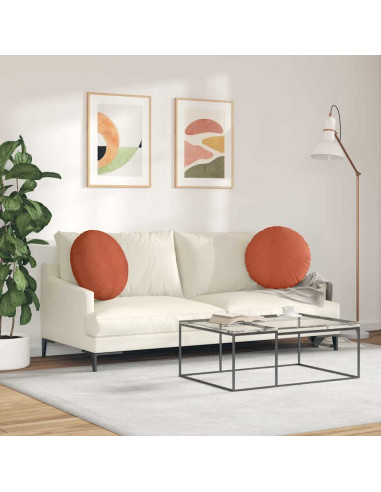 Cuscini per Seduta 2 pcs Rosso Arancio Ø 50 cm Tessuto in Cords