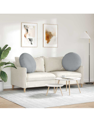 Cuscini per Seduta 2 pcs Grigio chiaro Ø60 x 21 cm Tessuto