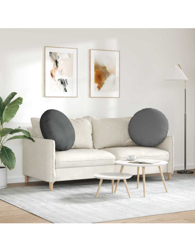 Cuscini per Seduta 2 pcs Grigio scuro Ø60 x 21 cm Tessuto