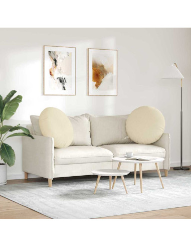 Cuscini per Seduta 2 pcs Crema Ø60 x 21 cm Tessuto