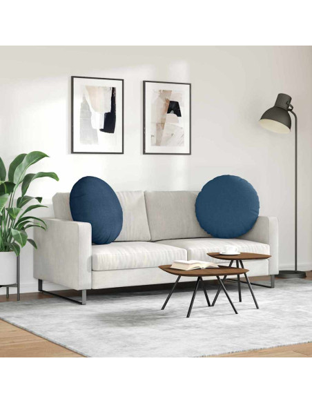 Cuscini per Seduta 2 pcs Blu Ø60 x 21 cm Tessuto
