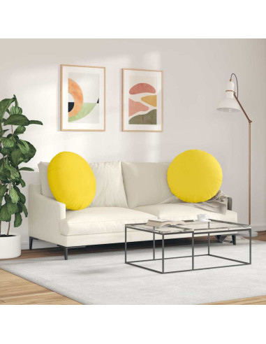 Cuscini per Seduta 2 pcs Giallo Chiaro Ø60 x 21 cm Tessuto